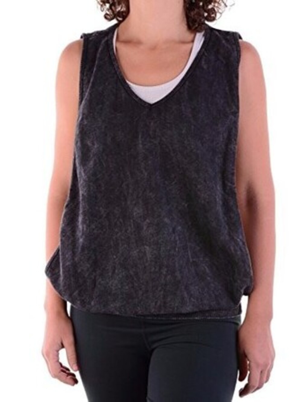 Miken Womens Flow Black Garment Mineral Wash Sweatshirt Black Size XS